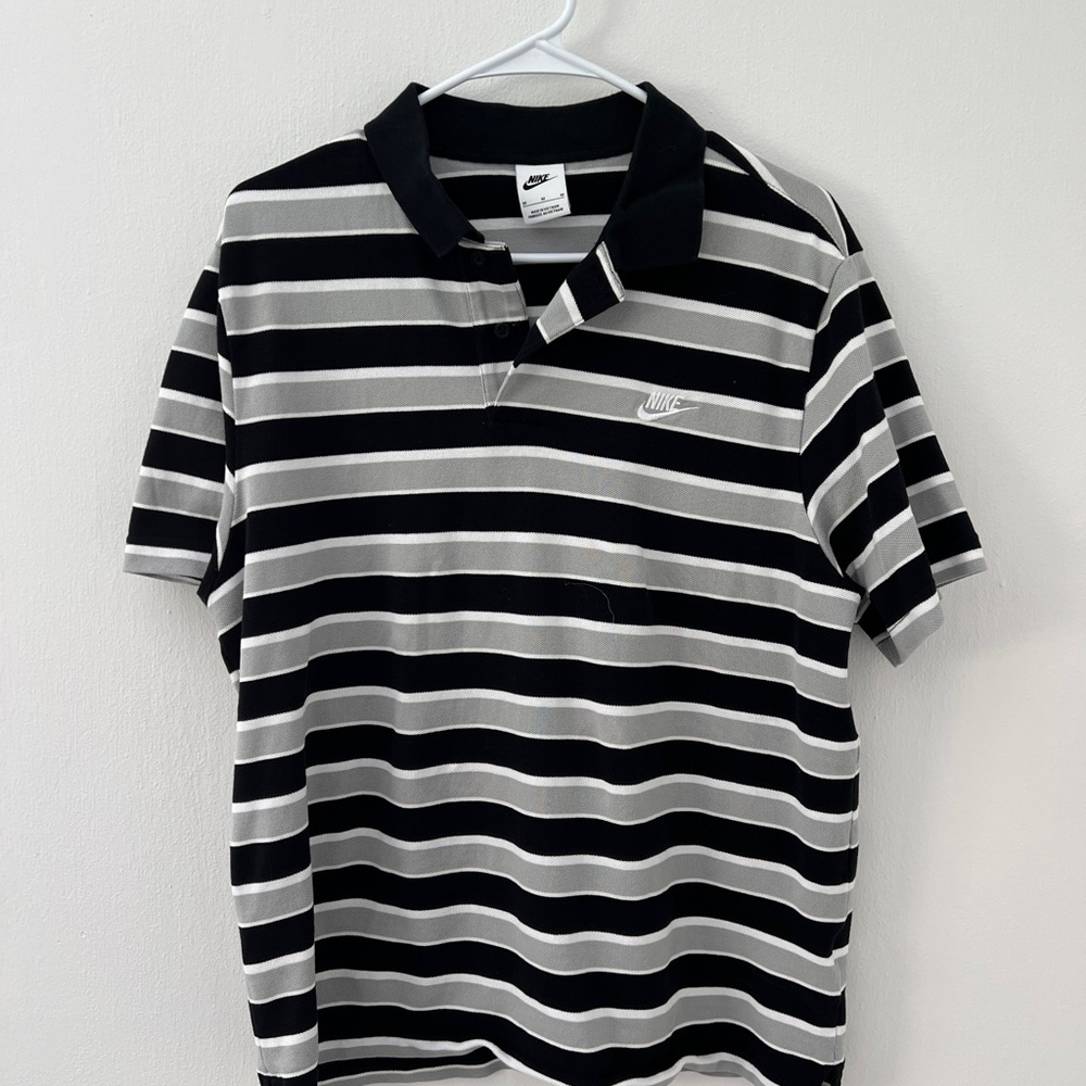 Nike Golf Black and White Striped Men's Polo Shirt